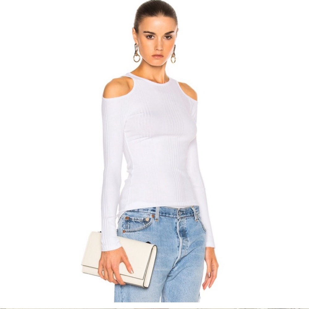 FRAME Variegated Cut Out Long Sleeve Top